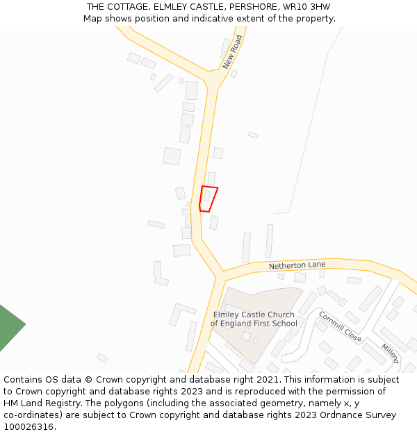 THE COTTAGE, ELMLEY CASTLE, PERSHORE, WR10 3HW: Location map and indicative extent of plot