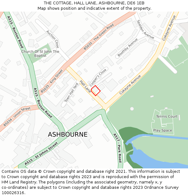 THE COTTAGE, HALL LANE, ASHBOURNE, DE6 1EB: Location map and indicative extent of plot