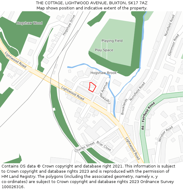 THE COTTAGE, LIGHTWOOD AVENUE, BUXTON, SK17 7AZ: Location map and indicative extent of plot