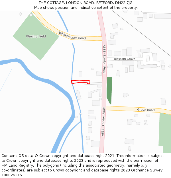 THE COTTAGE, LONDON ROAD, RETFORD, DN22 7JG: Location map and indicative extent of plot