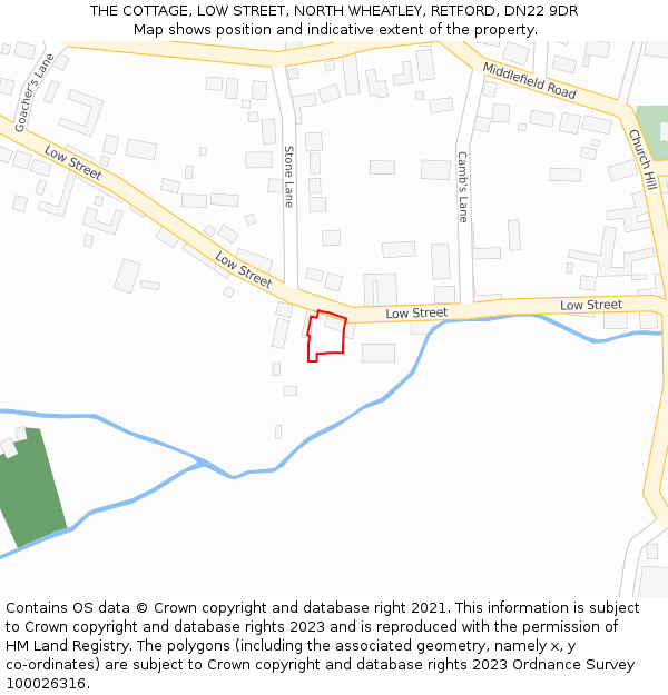 THE COTTAGE, LOW STREET, NORTH WHEATLEY, RETFORD, DN22 9DR: Location map and indicative extent of plot