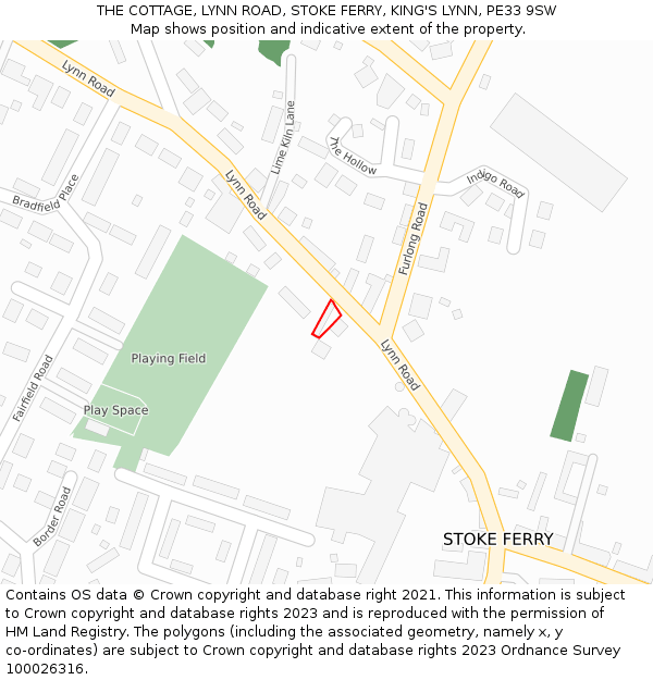 THE COTTAGE, LYNN ROAD, STOKE FERRY, KING'S LYNN, PE33 9SW: Location map and indicative extent of plot
