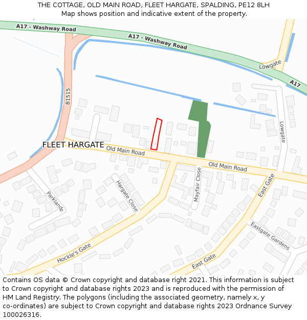 THE COTTAGE, OLD MAIN ROAD, FLEET HARGATE, SPALDING, PE12 8LH: Location map and indicative extent of plot