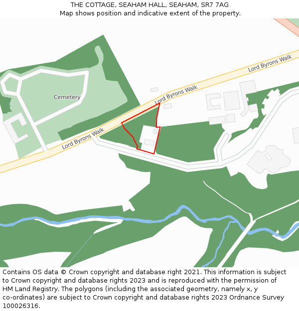 THE COTTAGE, SEAHAM HALL, SEAHAM, SR7 7AG: Location map and indicative extent of plot