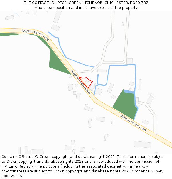 THE COTTAGE, SHIPTON GREEN, ITCHENOR, CHICHESTER, PO20 7BZ: Location map and indicative extent of plot
