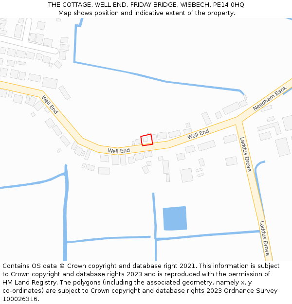THE COTTAGE, WELL END, FRIDAY BRIDGE, WISBECH, PE14 0HQ: Location map and indicative extent of plot