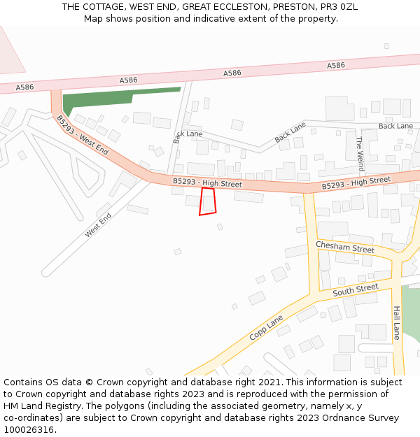 THE COTTAGE, WEST END, GREAT ECCLESTON, PRESTON, PR3 0ZL: Location map and indicative extent of plot