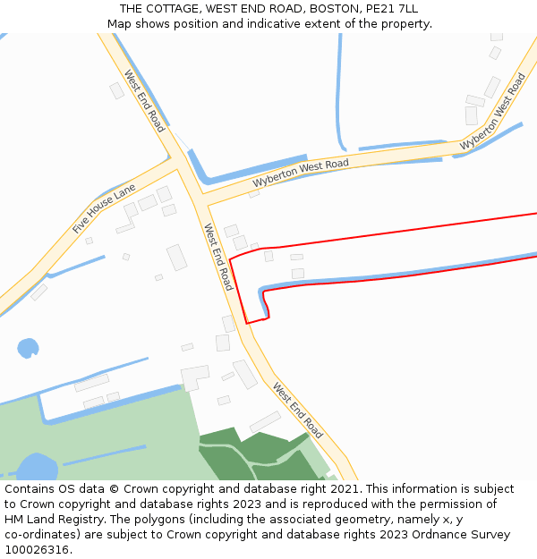 THE COTTAGE, WEST END ROAD, BOSTON, PE21 7LL: Location map and indicative extent of plot