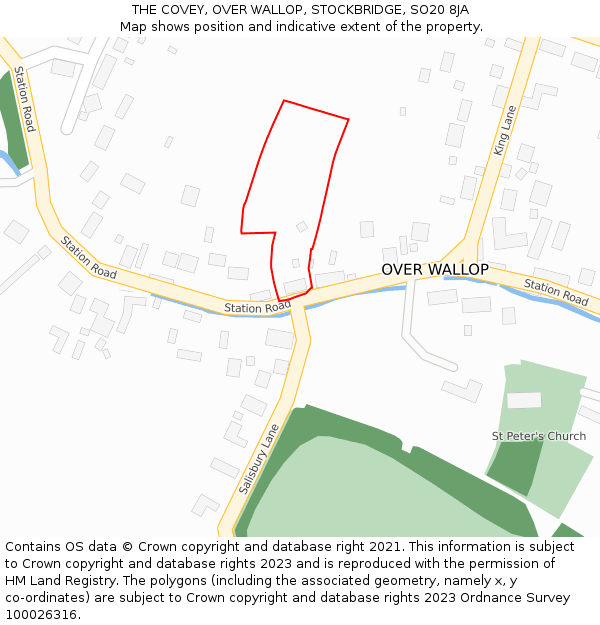 THE COVEY, OVER WALLOP, STOCKBRIDGE, SO20 8JA: Location map and indicative extent of plot