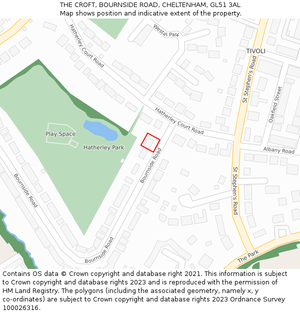 THE CROFT, BOURNSIDE ROAD, CHELTENHAM, GL51 3AL: Location map and indicative extent of plot