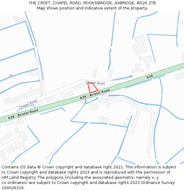 THE CROFT, CHAPEL ROAD, ROOKSBRIDGE, AXBRIDGE, BS26 2TB: Location map and indicative extent of plot