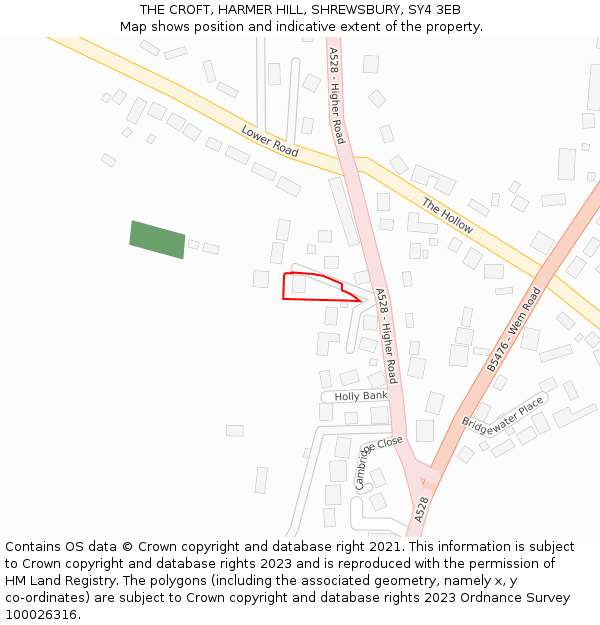 THE CROFT, HARMER HILL, SHREWSBURY, SY4 3EB: Location map and indicative extent of plot