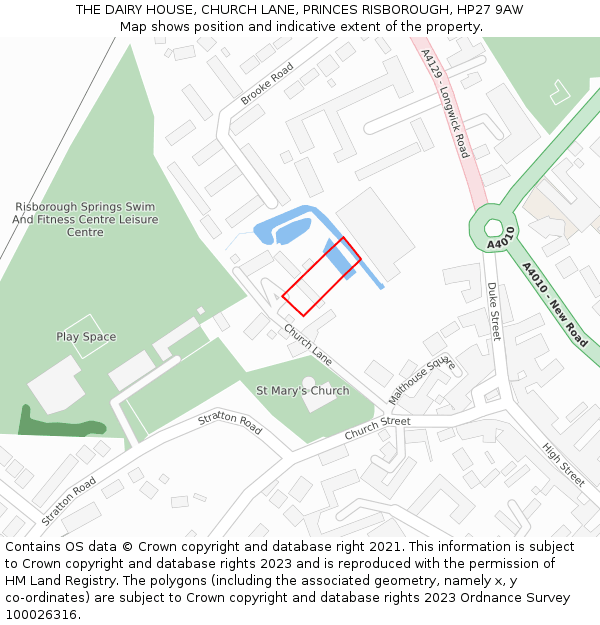 THE DAIRY HOUSE, CHURCH LANE, PRINCES RISBOROUGH, HP27 9AW: Location map and indicative extent of plot