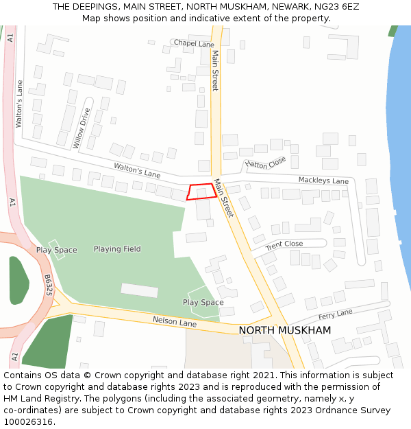 THE DEEPINGS, MAIN STREET, NORTH MUSKHAM, NEWARK, NG23 6EZ: Location map and indicative extent of plot