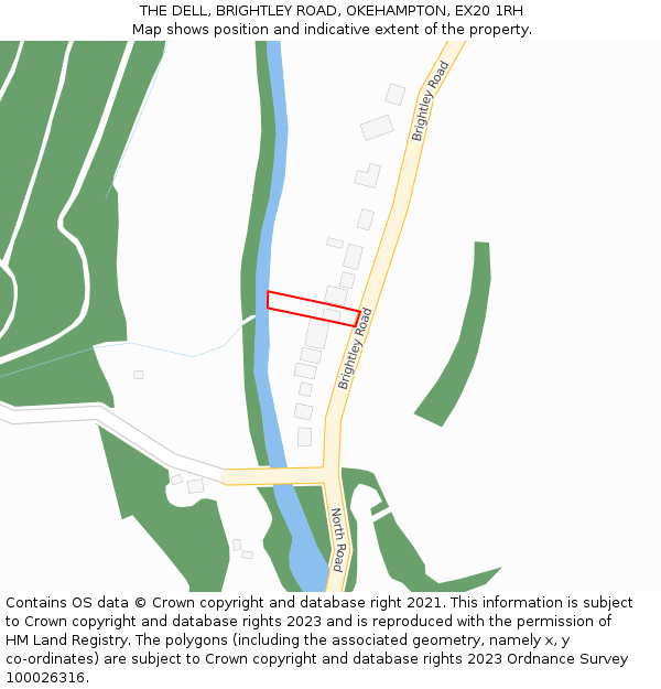 THE DELL, BRIGHTLEY ROAD, OKEHAMPTON, EX20 1RH: Location map and indicative extent of plot