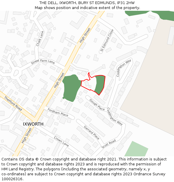 THE DELL, IXWORTH, BURY ST EDMUNDS, IP31 2HW: Location map and indicative extent of plot