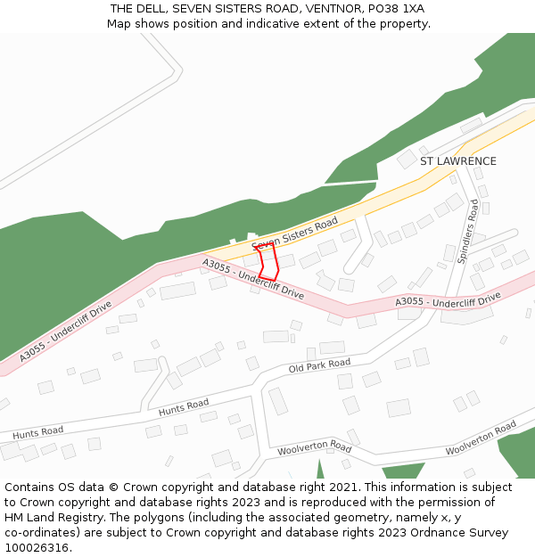 THE DELL, SEVEN SISTERS ROAD, VENTNOR, PO38 1XA: Location map and indicative extent of plot