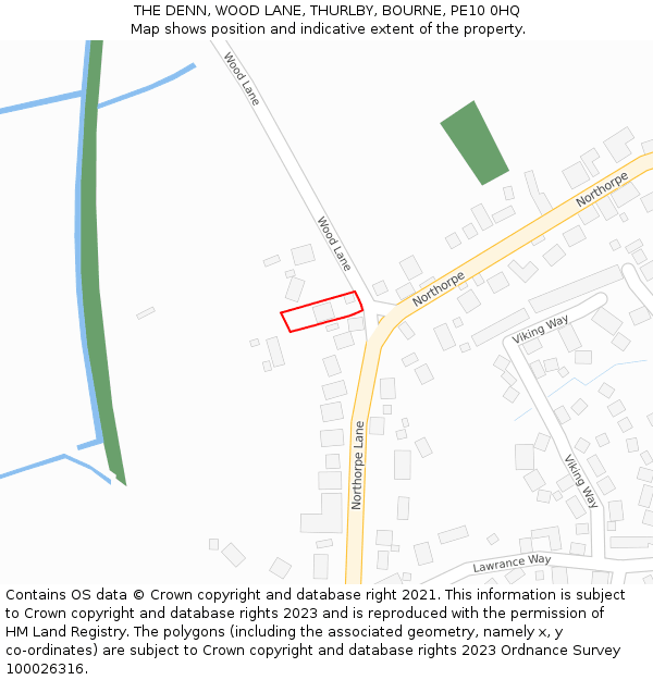 THE DENN, WOOD LANE, THURLBY, BOURNE, PE10 0HQ: Location map and indicative extent of plot