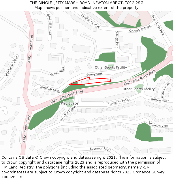 THE DINGLE, JETTY MARSH ROAD, NEWTON ABBOT, TQ12 2SG: Location map and indicative extent of plot