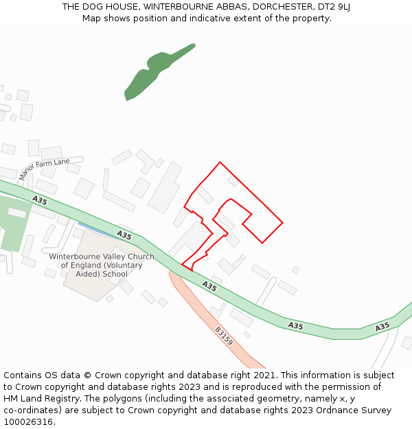 THE DOG HOUSE, WINTERBOURNE ABBAS, DORCHESTER, DT2 9LJ: Location map and indicative extent of plot