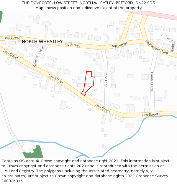 THE DOVECOTE, LOW STREET, NORTH WHEATLEY, RETFORD, DN22 9DS: Location map and indicative extent of plot