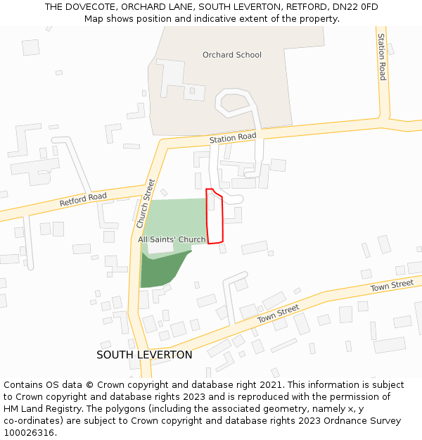 THE DOVECOTE, ORCHARD LANE, SOUTH LEVERTON, RETFORD, DN22 0FD: Location map and indicative extent of plot
