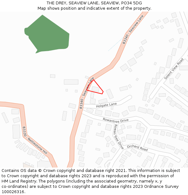 THE DREY, SEAVIEW LANE, SEAVIEW, PO34 5DG: Location map and indicative extent of plot