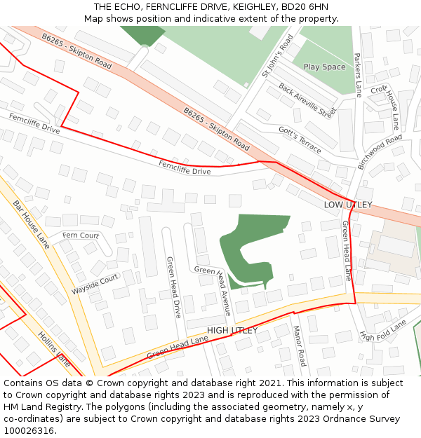 THE ECHO, FERNCLIFFE DRIVE, KEIGHLEY, BD20 6HN: Location map and indicative extent of plot