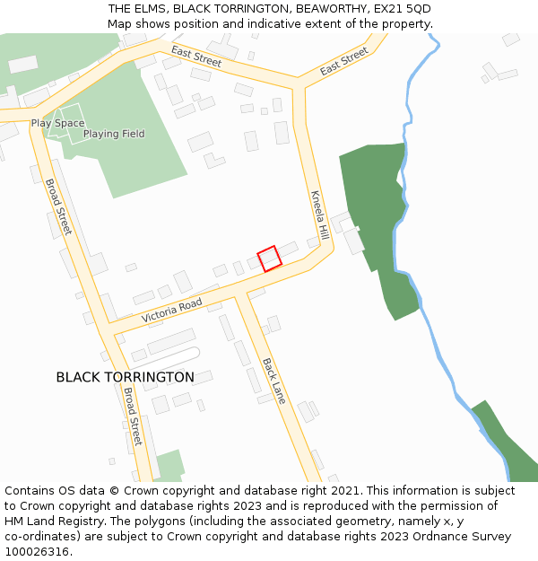 THE ELMS, BLACK TORRINGTON, BEAWORTHY, EX21 5QD: Location map and indicative extent of plot