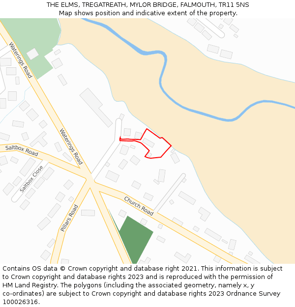 THE ELMS, TREGATREATH, MYLOR BRIDGE, FALMOUTH, TR11 5NS: Location map and indicative extent of plot