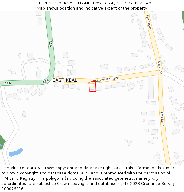 THE ELVES, BLACKSMITH LANE, EAST KEAL, SPILSBY, PE23 4AZ: Location map and indicative extent of plot