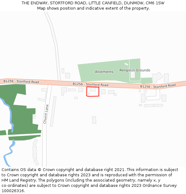 THE ENDWAY, STORTFORD ROAD, LITTLE CANFIELD, DUNMOW, CM6 1SW: Location map and indicative extent of plot