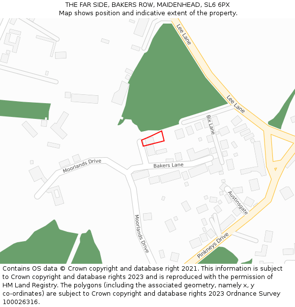 THE FAR SIDE, BAKERS ROW, MAIDENHEAD, SL6 6PX: Location map and indicative extent of plot
