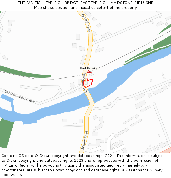 THE FARLEIGH, FARLEIGH BRIDGE, EAST FARLEIGH, MAIDSTONE, ME16 9NB: Location map and indicative extent of plot