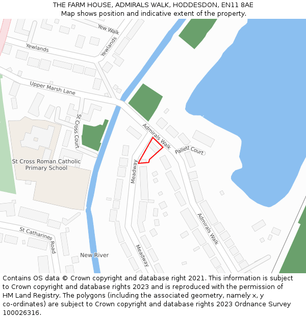 THE FARM HOUSE, ADMIRALS WALK, HODDESDON, EN11 8AE: Location map and indicative extent of plot