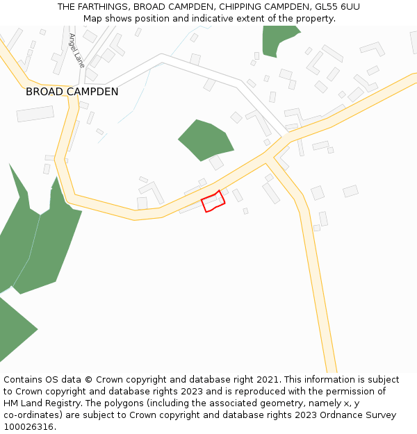 THE FARTHINGS, BROAD CAMPDEN, CHIPPING CAMPDEN, GL55 6UU: Location map and indicative extent of plot