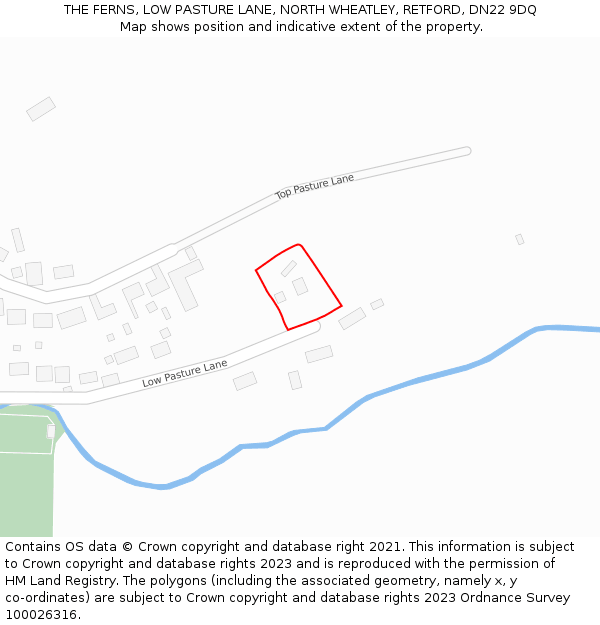 THE FERNS, LOW PASTURE LANE, NORTH WHEATLEY, RETFORD, DN22 9DQ: Location map and indicative extent of plot