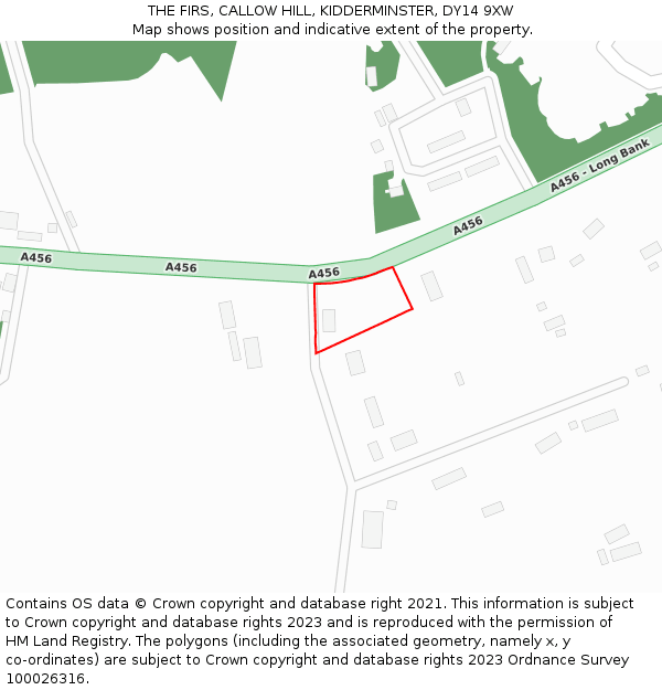 THE FIRS, CALLOW HILL, KIDDERMINSTER, DY14 9XW: Location map and indicative extent of plot