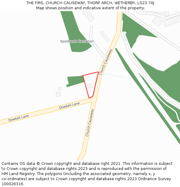 THE FIRS, CHURCH CAUSEWAY, THORP ARCH, WETHERBY, LS23 7AJ: Location map and indicative extent of plot