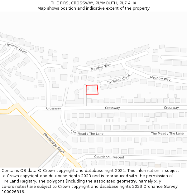 THE FIRS, CROSSWAY, PLYMOUTH, PL7 4HX: Location map and indicative extent of plot