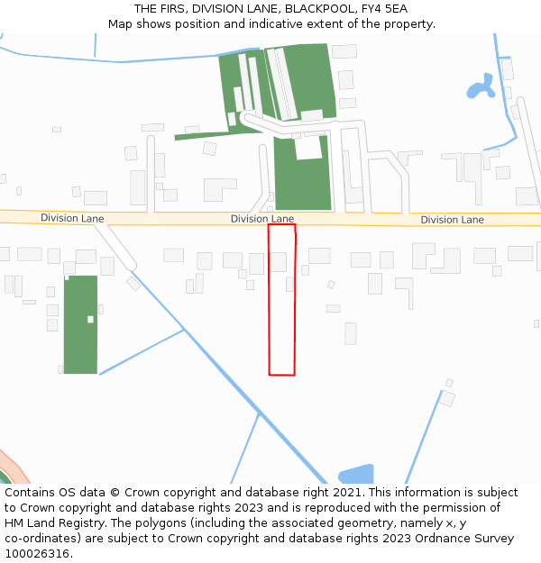 THE FIRS, DIVISION LANE, BLACKPOOL, FY4 5EA: Location map and indicative extent of plot