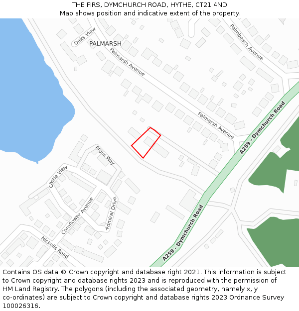 THE FIRS, DYMCHURCH ROAD, HYTHE, CT21 4ND: Location map and indicative extent of plot