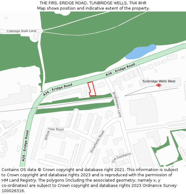 THE FIRS, ERIDGE ROAD, TUNBRIDGE WELLS, TN4 8HR: Location map and indicative extent of plot