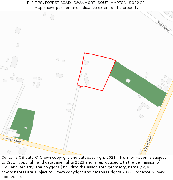 THE FIRS, FOREST ROAD, SWANMORE, SOUTHAMPTON, SO32 2PL: Location map and indicative extent of plot