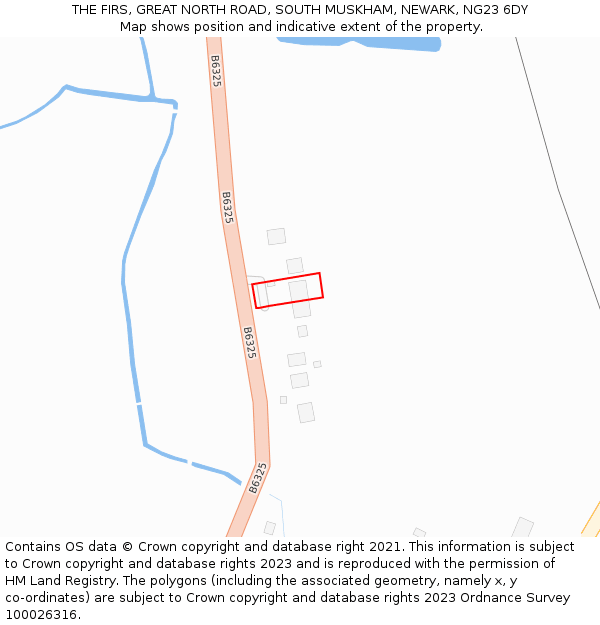 THE FIRS, GREAT NORTH ROAD, SOUTH MUSKHAM, NEWARK, NG23 6DY: Location map and indicative extent of plot