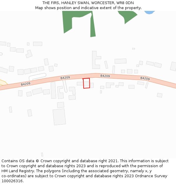 THE FIRS, HANLEY SWAN, WORCESTER, WR8 0DN: Location map and indicative extent of plot