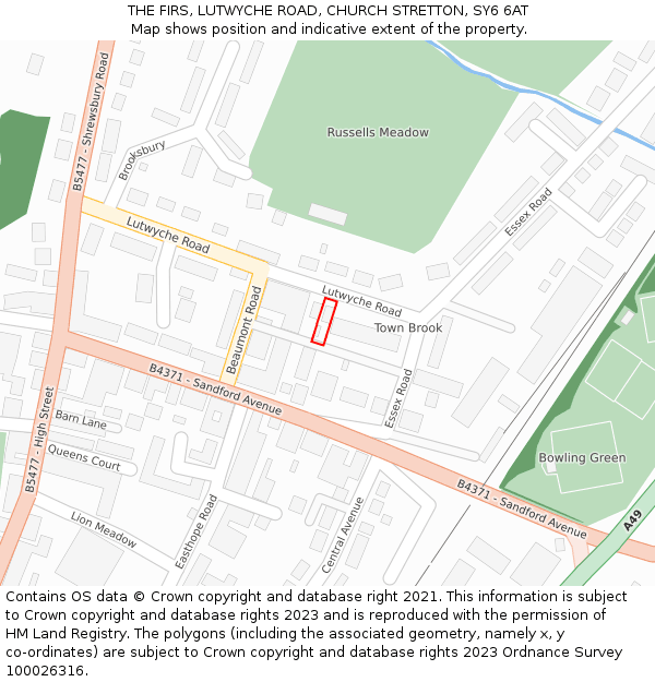 THE FIRS, LUTWYCHE ROAD, CHURCH STRETTON, SY6 6AT: Location map and indicative extent of plot