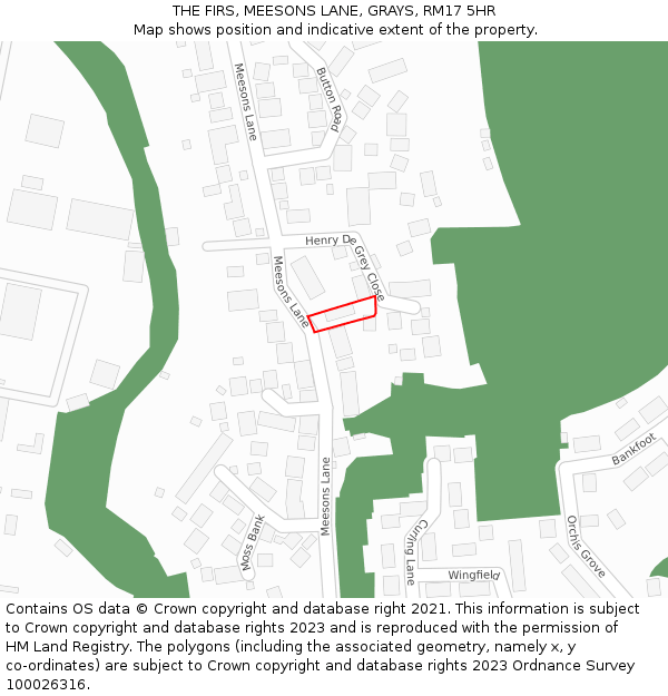 THE FIRS, MEESONS LANE, GRAYS, RM17 5HR: Location map and indicative extent of plot