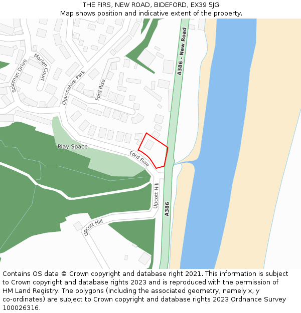 THE FIRS, NEW ROAD, BIDEFORD, EX39 5JG: Location map and indicative extent of plot
