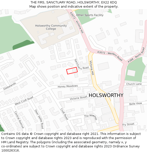 THE FIRS, SANCTUARY ROAD, HOLSWORTHY, EX22 6DQ: Location map and indicative extent of plot